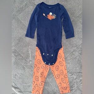 Carter's Blue and Orange Turkey Bodysuit Set